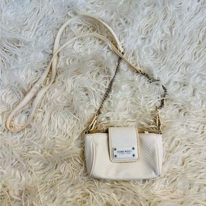 Nine West White Faux Leather Mini Crossbody Bag